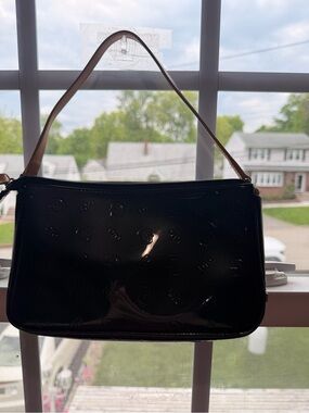 Classic Black Patent Shoulder Bag by Guess